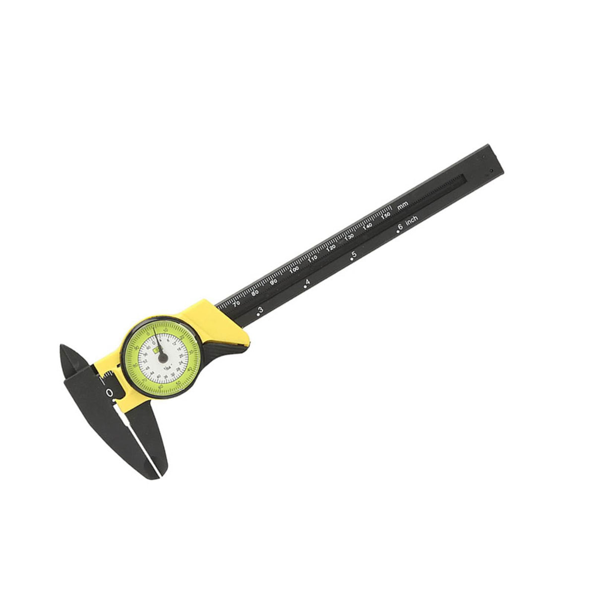 0-150mm Plastic Dial Vernier Caliper Ruler Gauge Roofessional Measure Tool (Yellow)