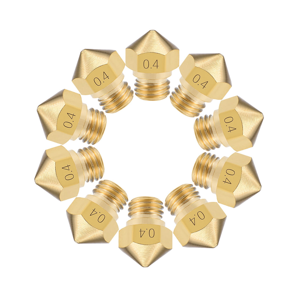0.4mm 3D Printer Nozzle Head M7 Thread Replacement for MK10 1.75mm Extruder Print Brass 10pcs