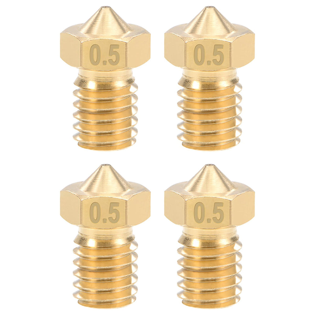 0.5mm 3D Printer Nozzle Head M6 Thread for V5 V6 3mm Extruder Print, Brass 4pcs