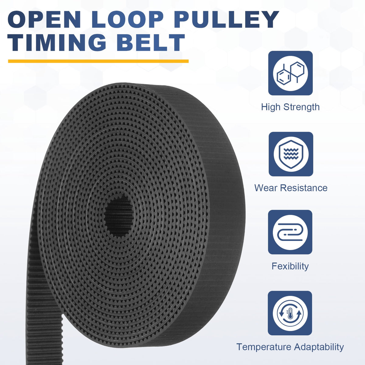 Uxcell Rubber 2GT Timing Belt 15x2000mm 2mm Pitch 2mm Thick Black Open Loop Pulley Timing Belt for 3D Printer