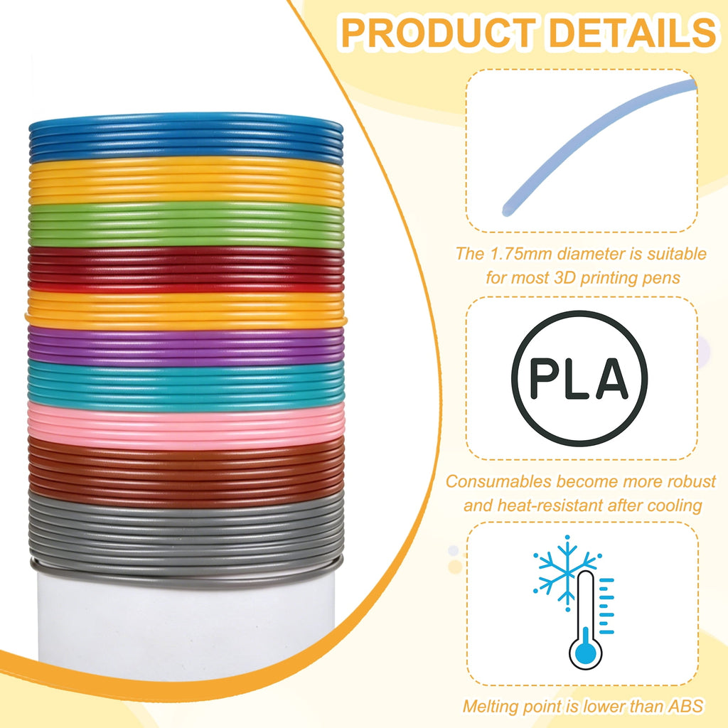 Uxcell 3D Pen Filament 6Pcs 1.75mm Total Length 196.8 Feet Fluorescent Blue PLA, 3D Pen Filament Refills Low Warping, for Creating Pictures Printed Model Printing Pen