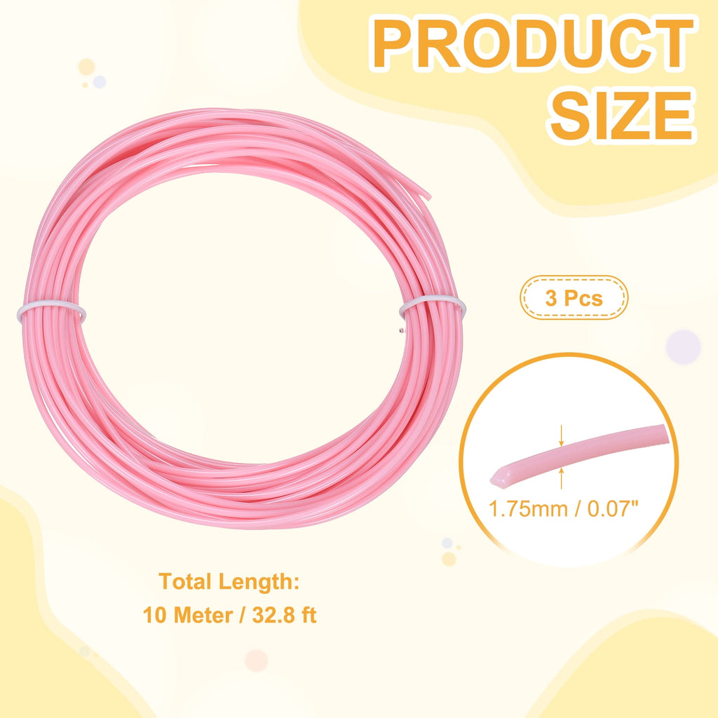Uxcell 3D Pen Filament 3Pcs 1.75mm Total Length 196.8 Feet Water Pink PLA, 3D Pen Filament Refills Low Warping, for Creating Pictures Printed Model Printing Pen