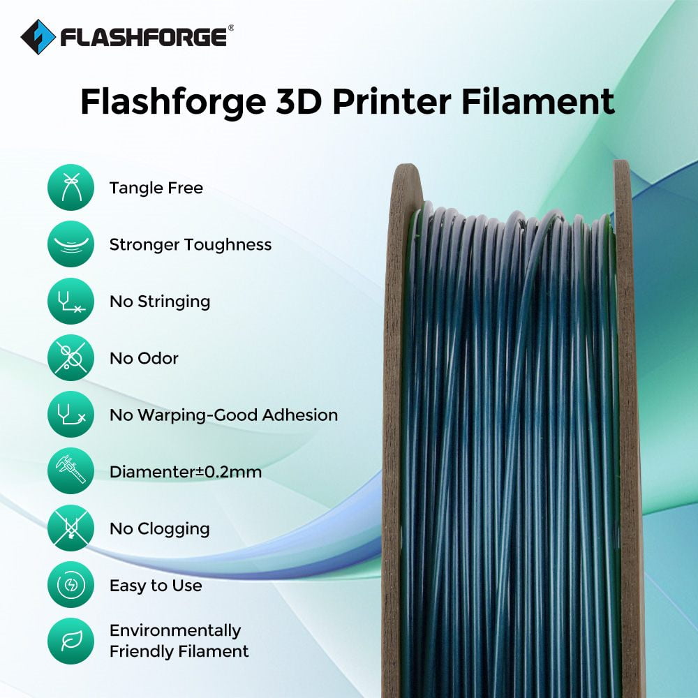 Flashforge PETG Filament 1.75mm, 1KG/2.2lbs PETG 3D Printer Filament, Black
