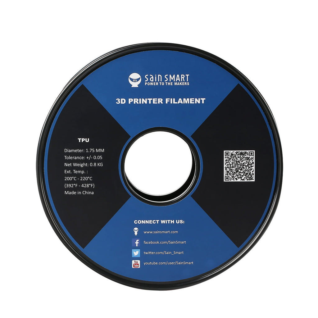 SainSmart White Flexible TPU 3D Printing Filament, 1.75 mm, 0.8 kg, Dimensional Accuracy +/- 0.05 mm