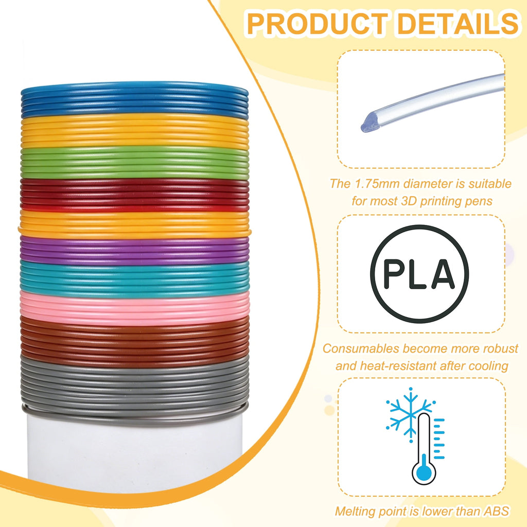 Uxcell 3D Pen Filament 6Pcs 1.75mm Total Length 196.8 Feet Transparent Blue PLA, 3D Pen Filament Refills Low Warping, for Creating Pictures Printed Model Printing Pen
