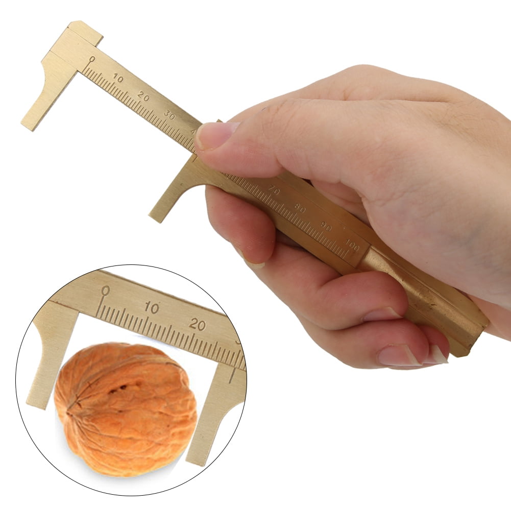 BIMZUC Brass Vernier Caliper 3.94 inches / 10 cm Pocket Measuring Tool for Jewelry Woodworking Crafts and Stones