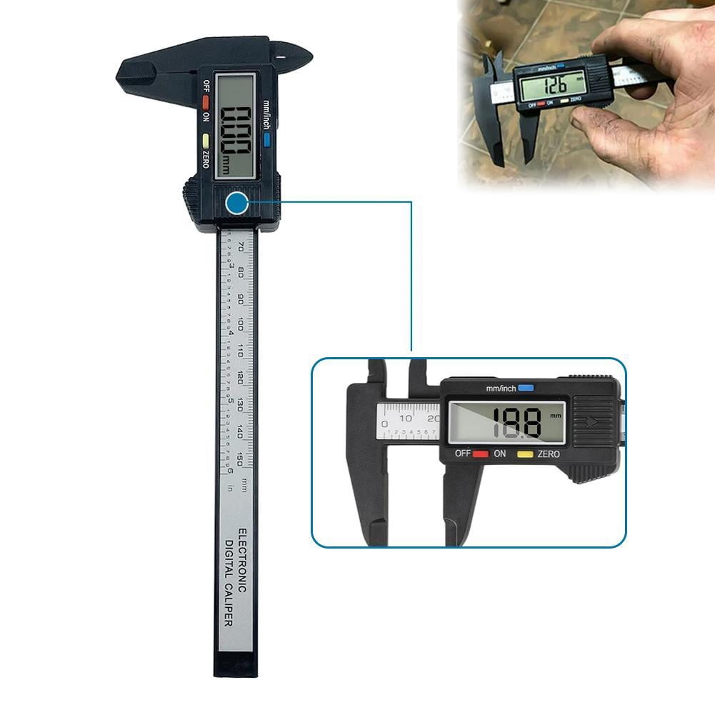 Digital Caliper 150mm 6 Inch High Precision Carbon Fiber Electronic Vernier Caliper 3 in 1 Measuring Tool Large LCD Screen Lightweight Non Marring for Jewelry Crafts
