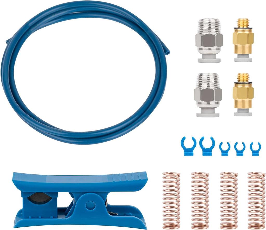 Capricorn Teflon Tube Bowden PTFE Tubing XS Series 1M for 1.75mm Filament with 2X PC4-M6 & 2X PC4-M8 Pneumatic Fittings & Tube Cutter for Creality Ender 3/Ender 3 V2/Ender 3 Pro/CR-10 3D Printer