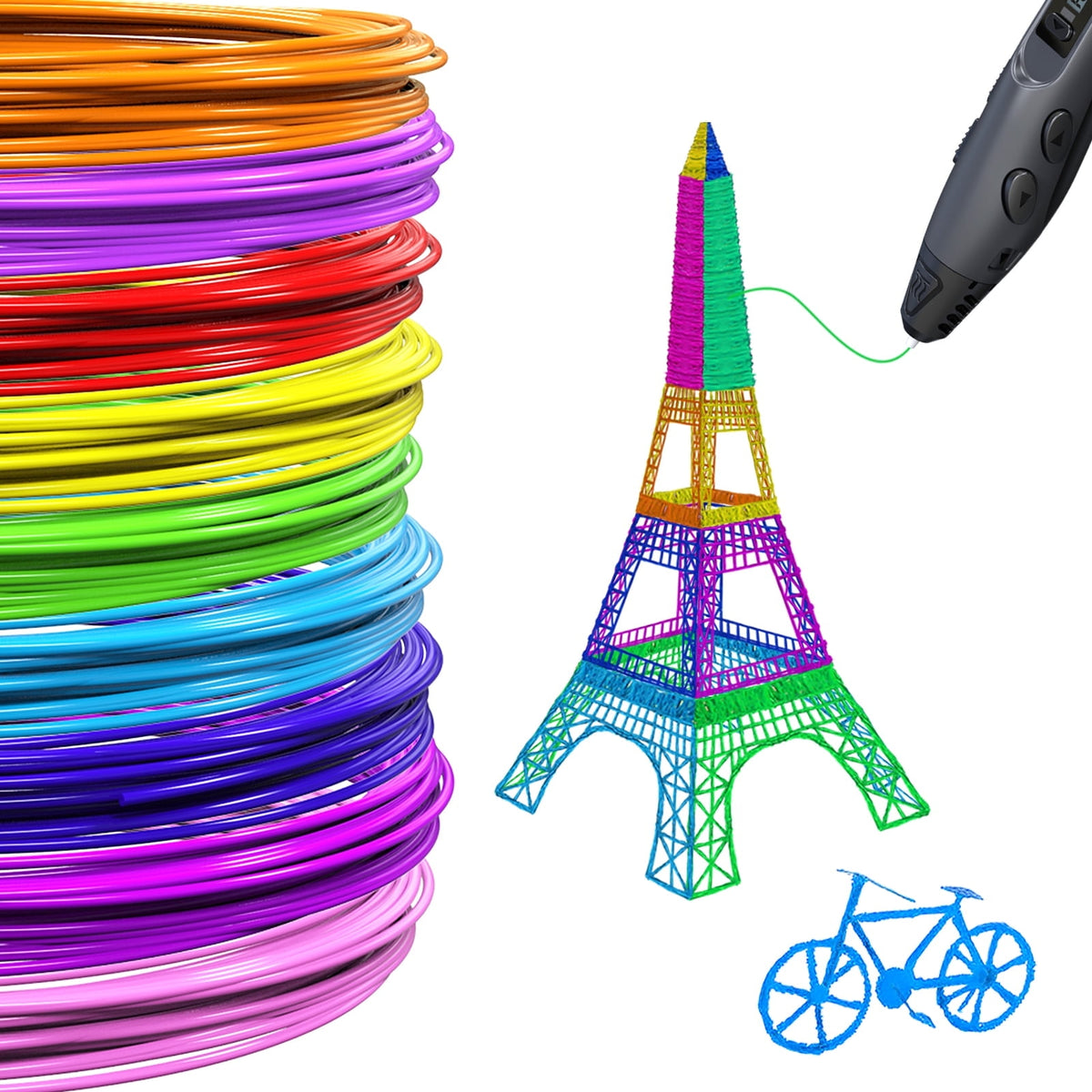3D Pen PLA Filament Refills, 20 Colors Support for All 1.75mm 3D Printer / 3D Pen, 10 Feet Each Color, Total 200Ft 3D Printing Material (3M Each Color)