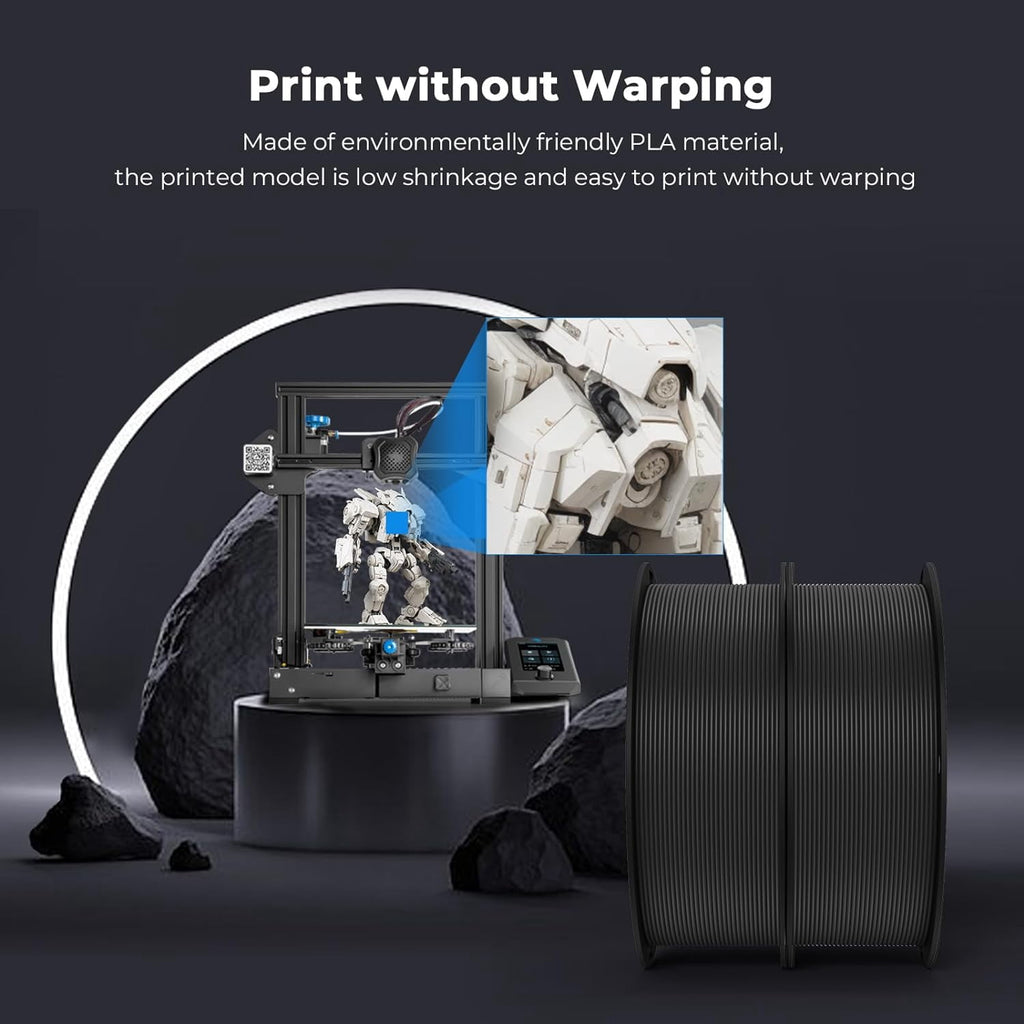 2-Pack Creality 3D Printer Filament, 1.75mm PLA Filament Bundle 2kg for 3D Printing, Ender PLA Filament No-Tangling, Strong Bonding & Overhang Performance, Accuracy +/- 0.02mm, Black & White