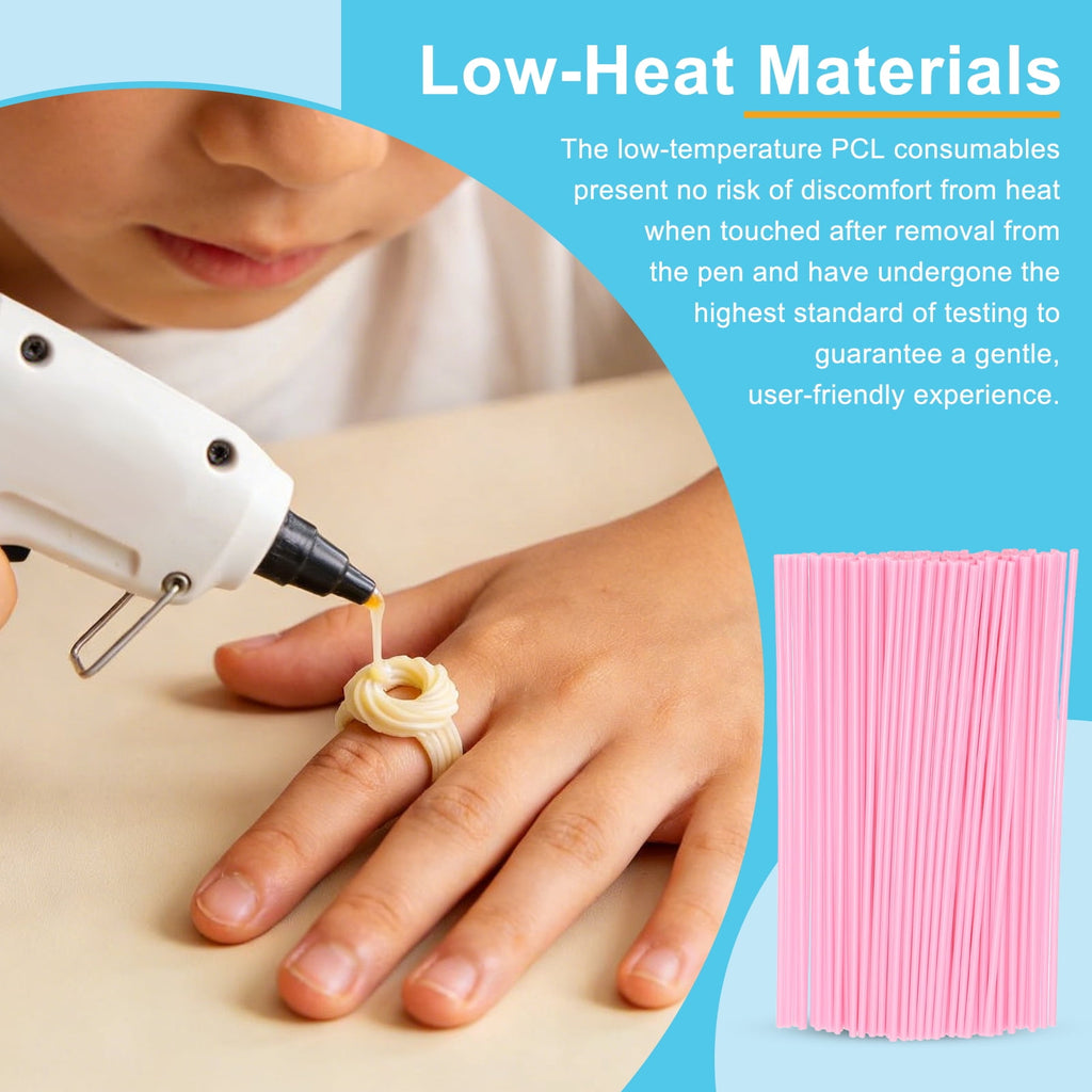 Uxcell 100 Pcs 3D Pen Refills, Low Print Temperature Filament 2.5mm x 15cm PCL Printer Filament Refill Packs, Only Support for 3D Pen, Pink