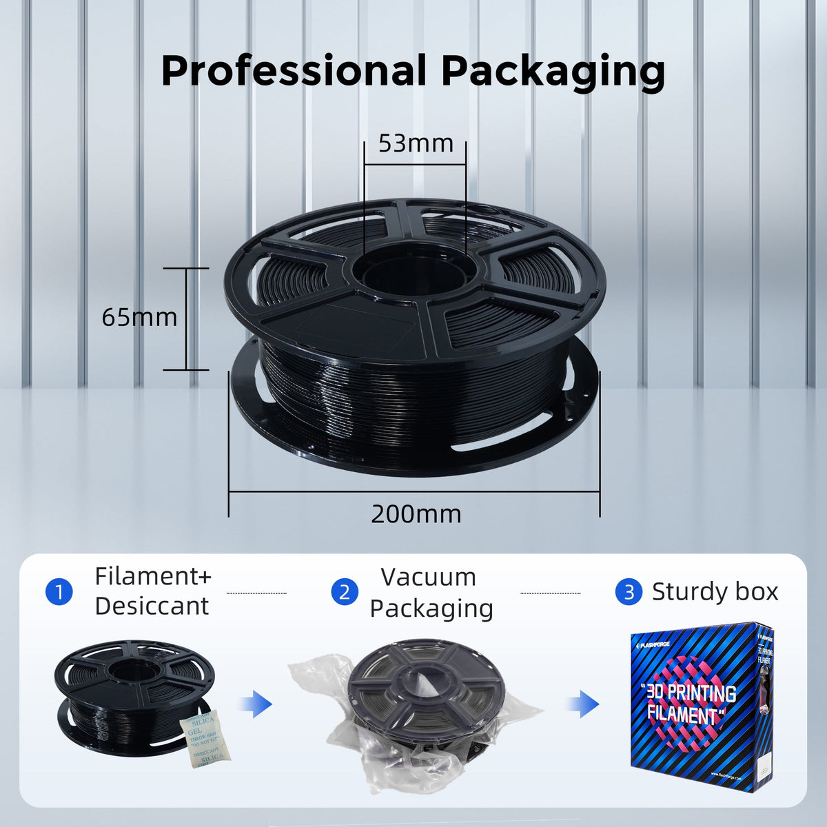 Flashforge PETG Filament 1.75mm, 1KG/2.2lbs PETG 3D Printer Filament, Black