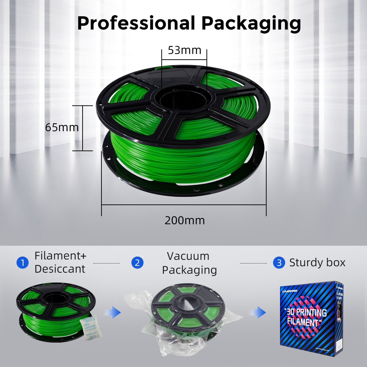 Flashforge PLA Filament 1.75mm, 1KG/2.2lbs PLA 3D Printer Filament, Blue