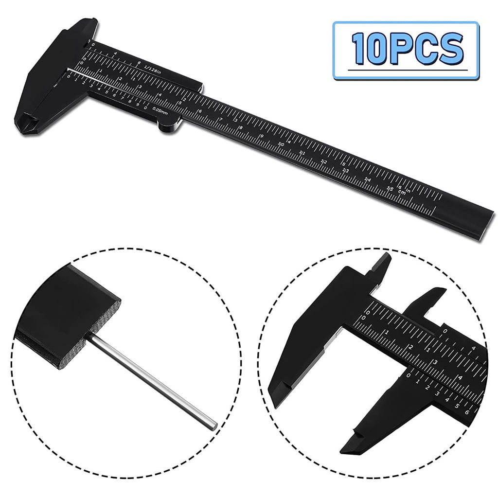 10 Pcs 150 mm Mini Plastic Caliper Vernier Caliper Double Scale Sliding Gauge Measuring Tool for Student Office 5 Colors
