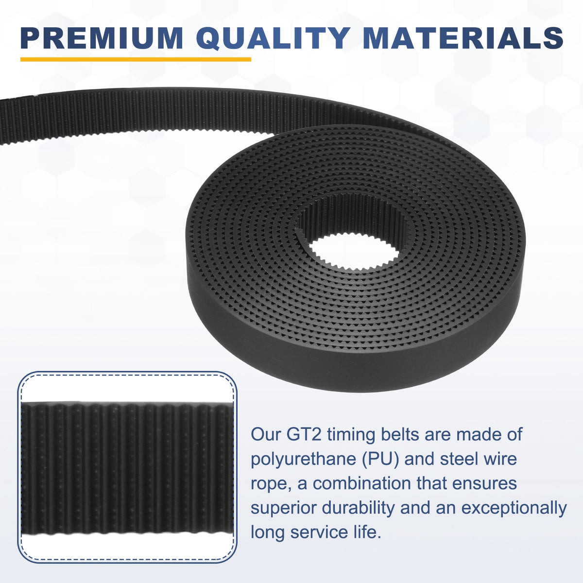 Uxcell Polyurethane PU Steel Cord 2GT Timing Belt 15x2000mm2mm Pitch 2mm Thick Black Open Loop Pulley Timing Belt for 3D Printer