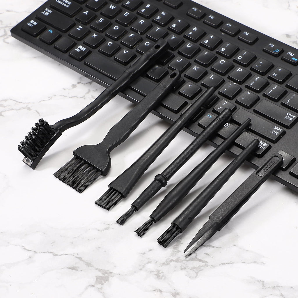 Uxcell ESD Brush, 5Pcs Electronic Cleaning Brush Set with Tweezers Anti Static Cleaning Tools Plastic Pen-Shaped Nylon for PCB Computer Keyboard Camera 3D Printers, 18x11mm Bristles