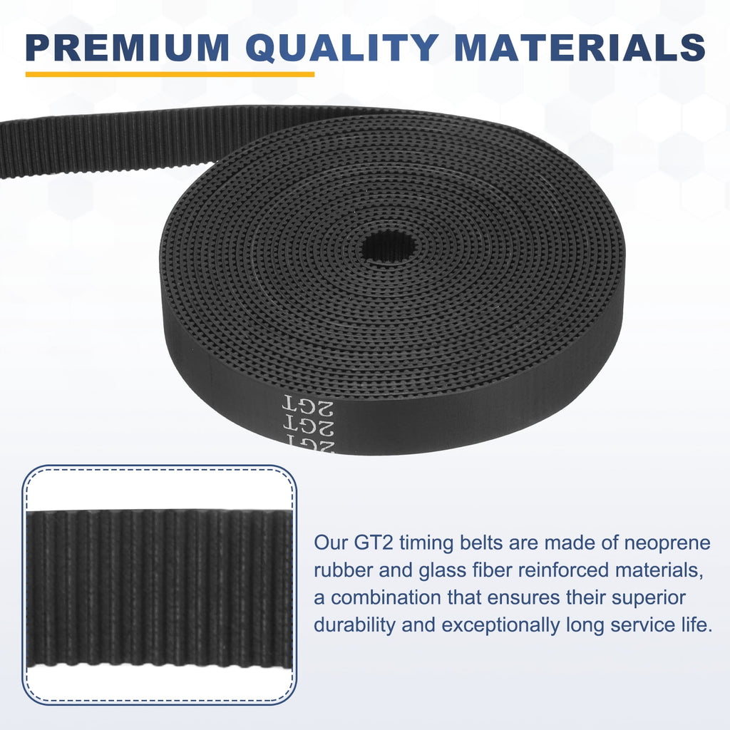 Uxcell Rubber 2GT Timing Belt 15x5000mm 2mm Pitch 2mm Thick Black Open Loop Pulley Timing Belt for 3D Printer