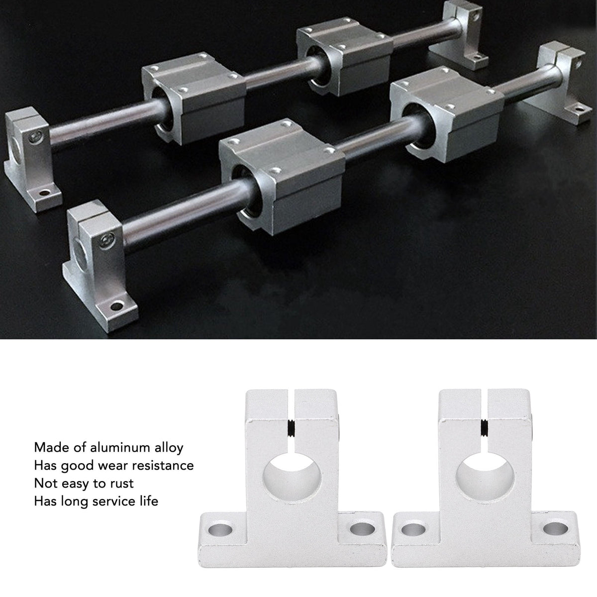 10 Pcs SK12 Linear Shaft Support 12mm Aluminum Alloy Shaft End Support Rail Guide Bracket Base Vertical Motion Rail Clamp Support Set for 3D Printers Engraving Machines CNC Slider Modules 12mm Shafts
