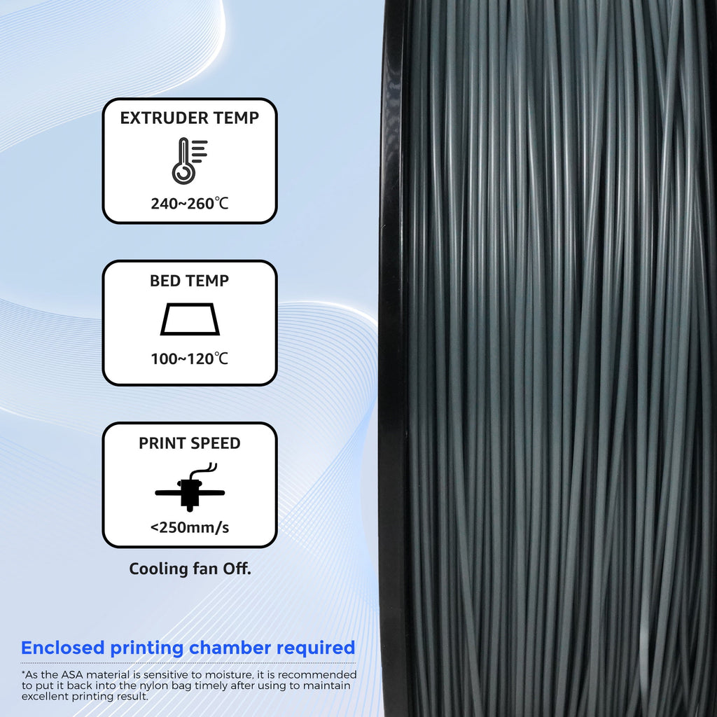 Flashforge ASA Filament 1.75mm, 1KG/2.2lbs UV Resistant ASA 3D Printer Filament with Satin Finish, White