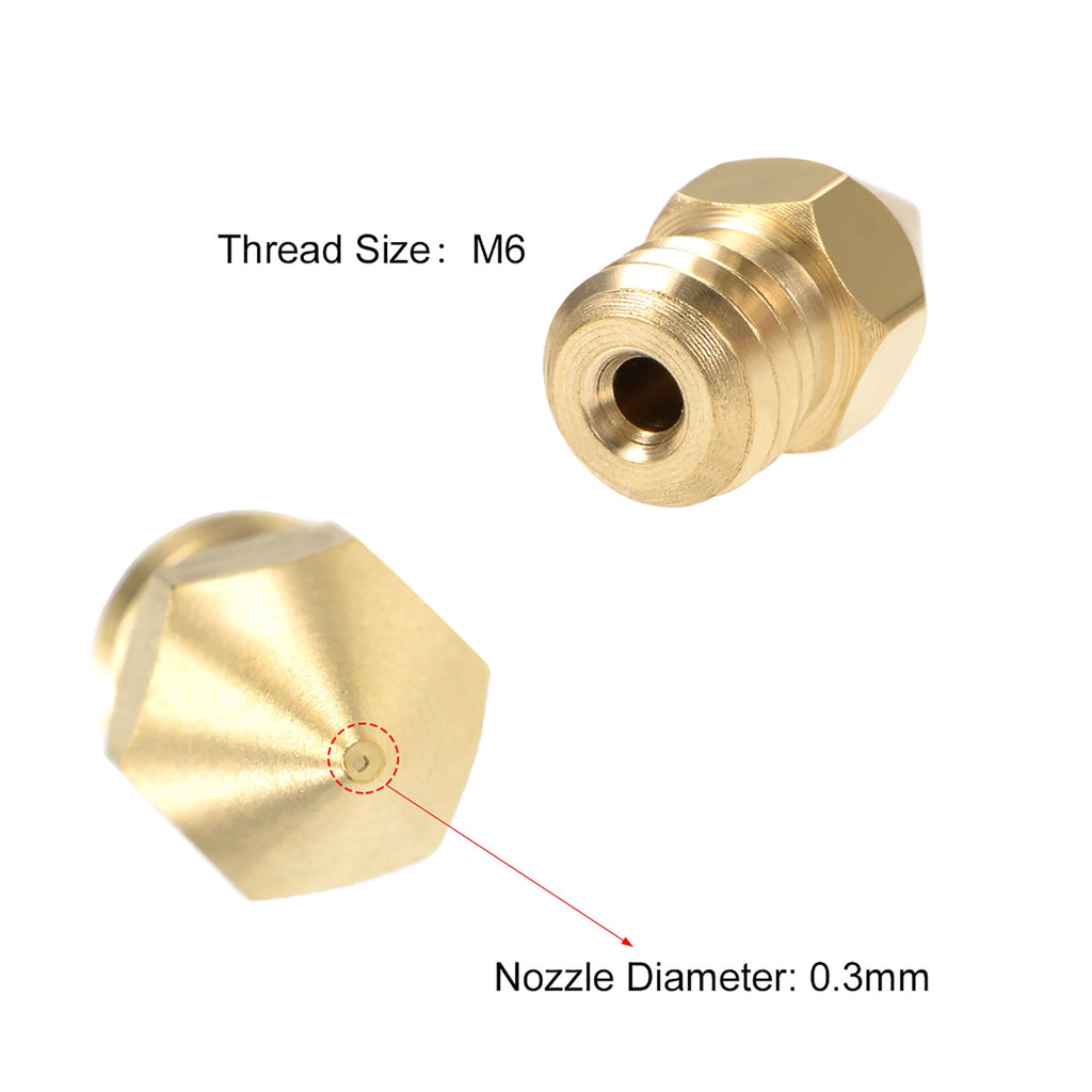 0.8mm 3D Printer Nozzle Head M6 Thread for MK8 1.75mm Extruder Print, Brass 6pcs