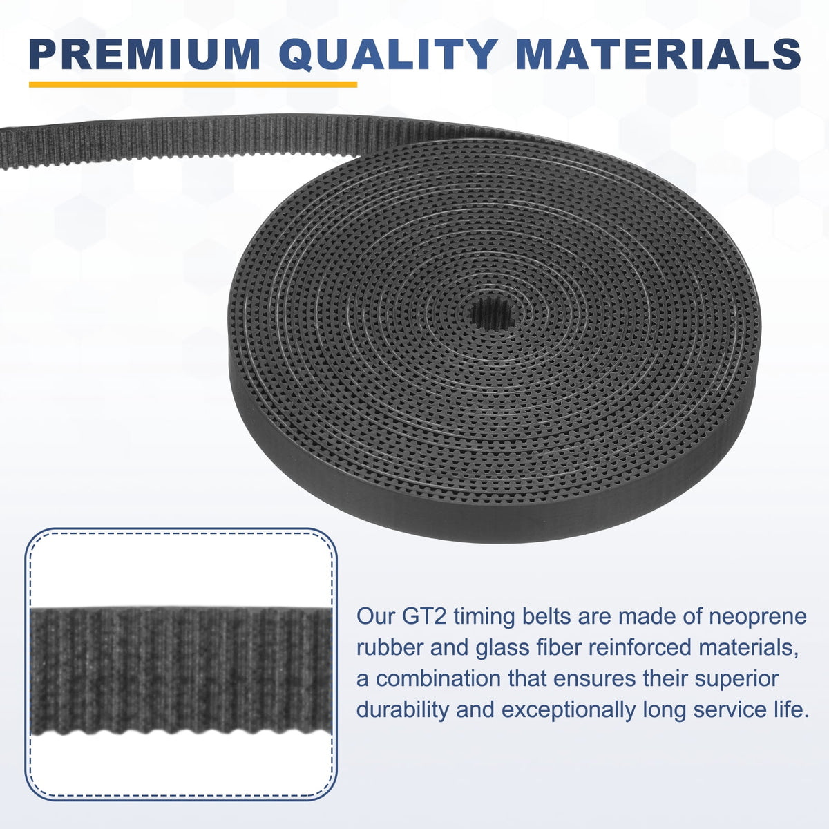 Uxcell Dustproof Rubber 2GT Timing Belt 10x5000mm 2mm Pitch 1.5mm Thick Black Open Loop Pulley Timing Belt for 3D Printer