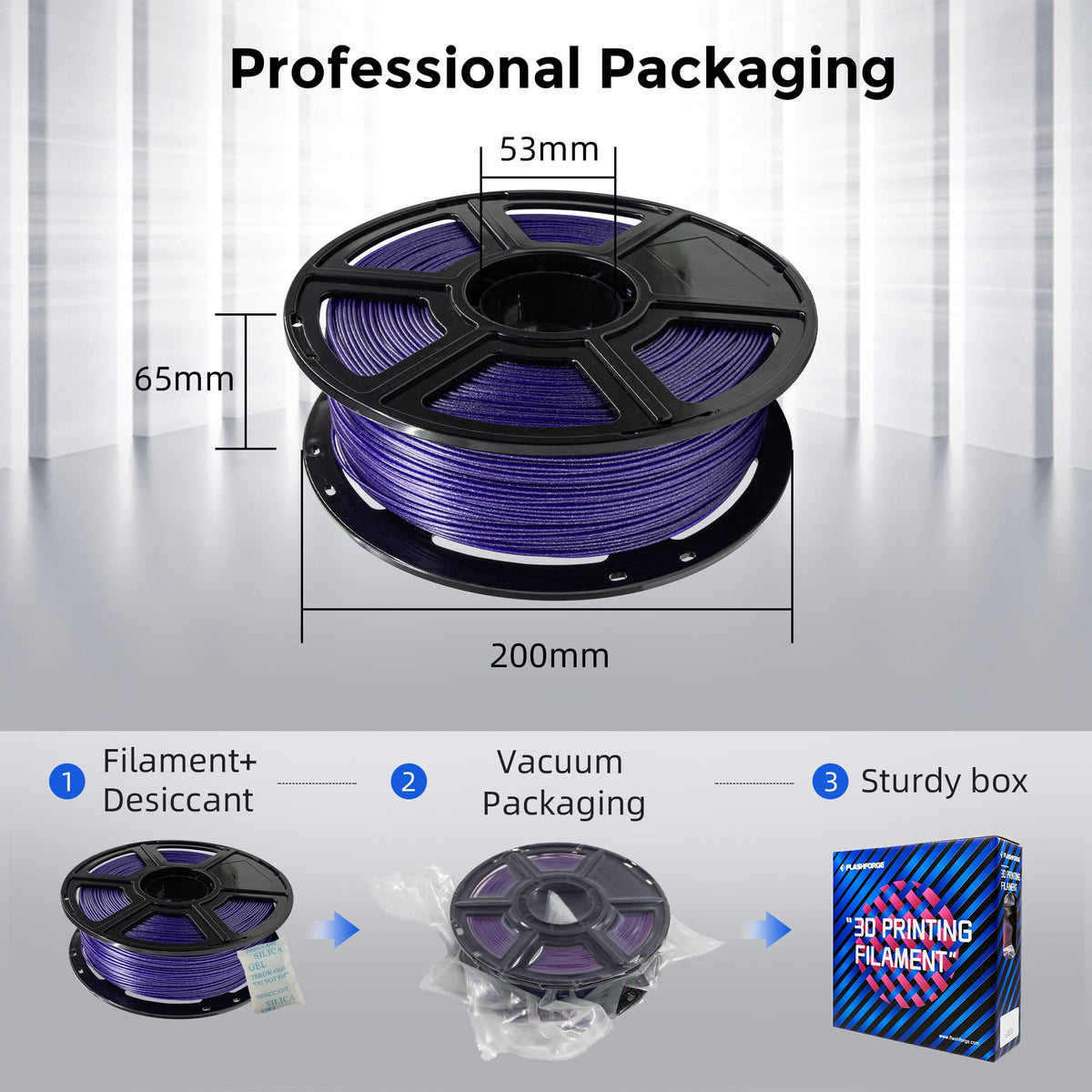 Flashforge PLA Filament 1.75mm, 1KG/2.2lbs PLA 3D Printer Filament, Blue