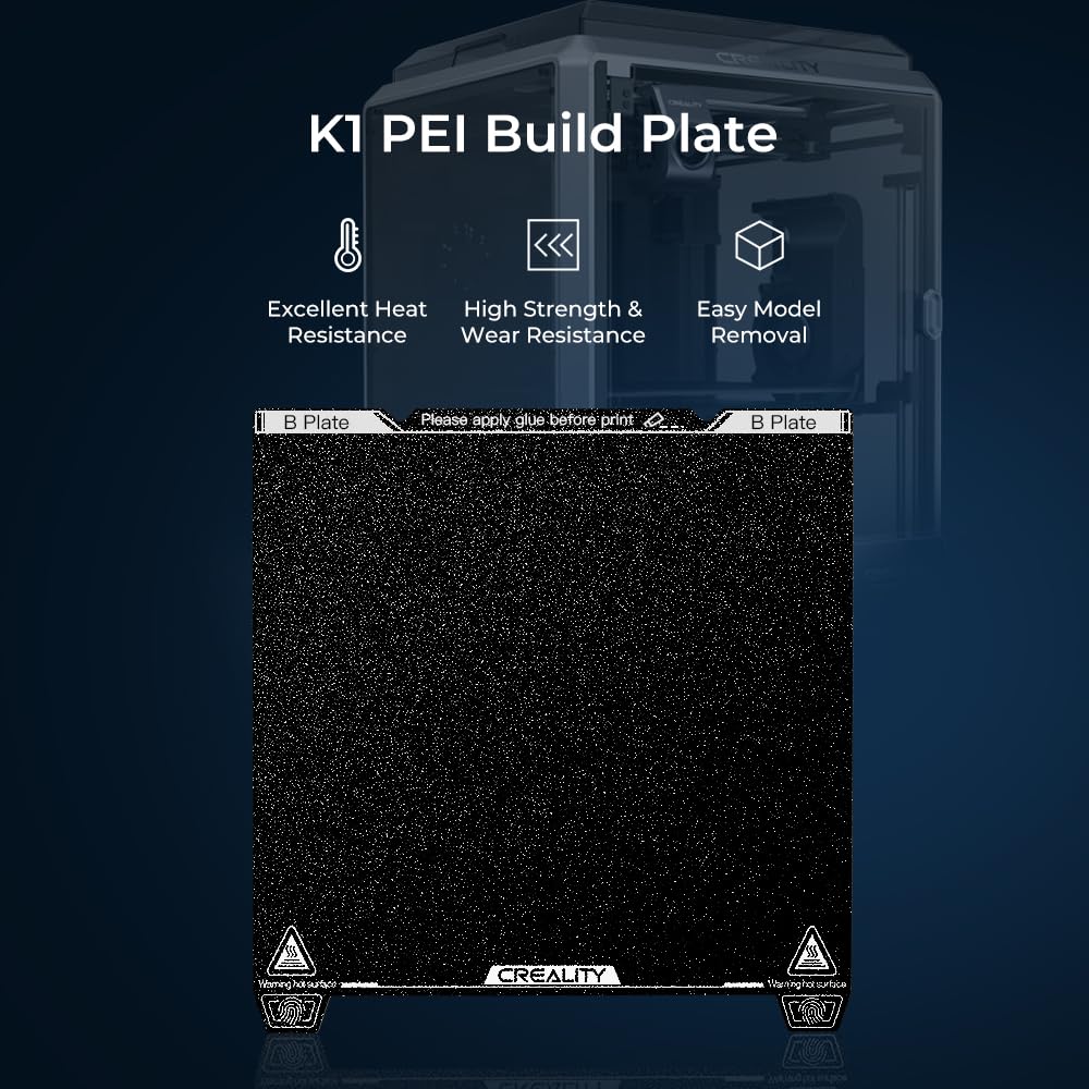 Official Creality K1 Texture PEI Build Plate Kit, 3D Printer Flexible Spring Steel Platform with Power Coating PEI Surface and Magnetic Base Sheet Kit for K1/K1 Max, Ender 3 Series, Ender 5 S1