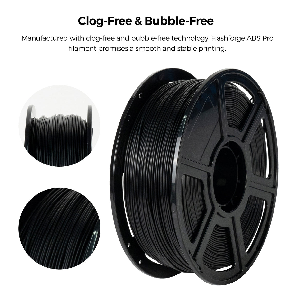 Flashforge ABS Pro Filament 1.75mm, 1KG/2.2lbs ABS Pro 3D Printer Filament, Black