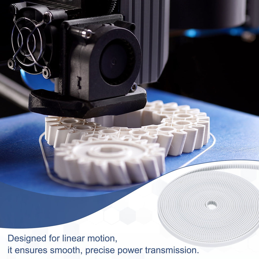 Uxcell Polyurethane PU Steel Cord 2GT Timing Belt 6x5000mm2mm Pitch 2mm Thick White Open Loop Pulley Timing Belt for 3D Printer