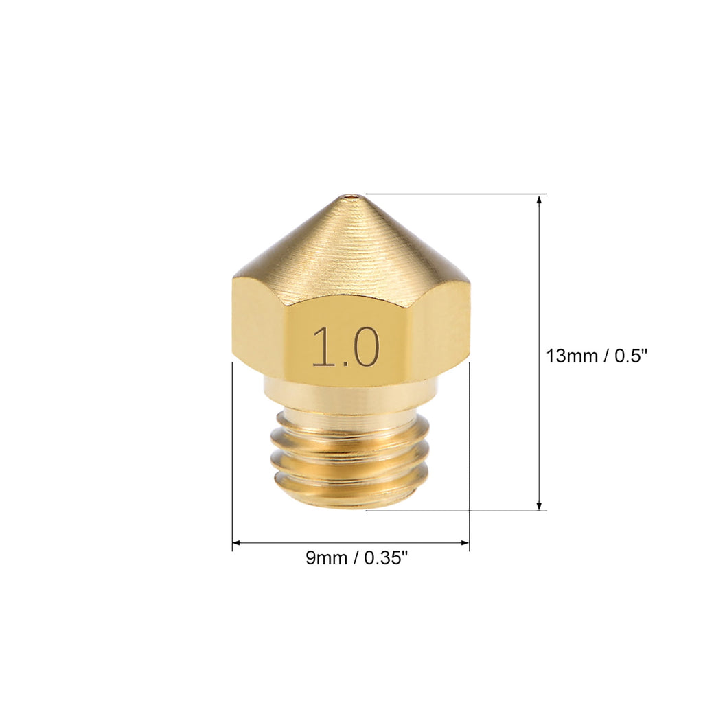 0.4mm 3D Printer Nozzle Head M7 Thread Replacement for MK10 1.75mm Extruder Print Brass 5pcs
