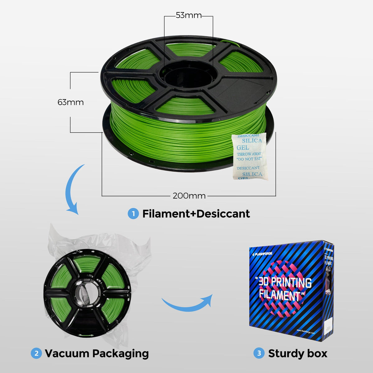 Flashforge ABS Pro Filament 1.75mm, 1KG/2.2lbs ABS Pro 3D Printer Filament, Black