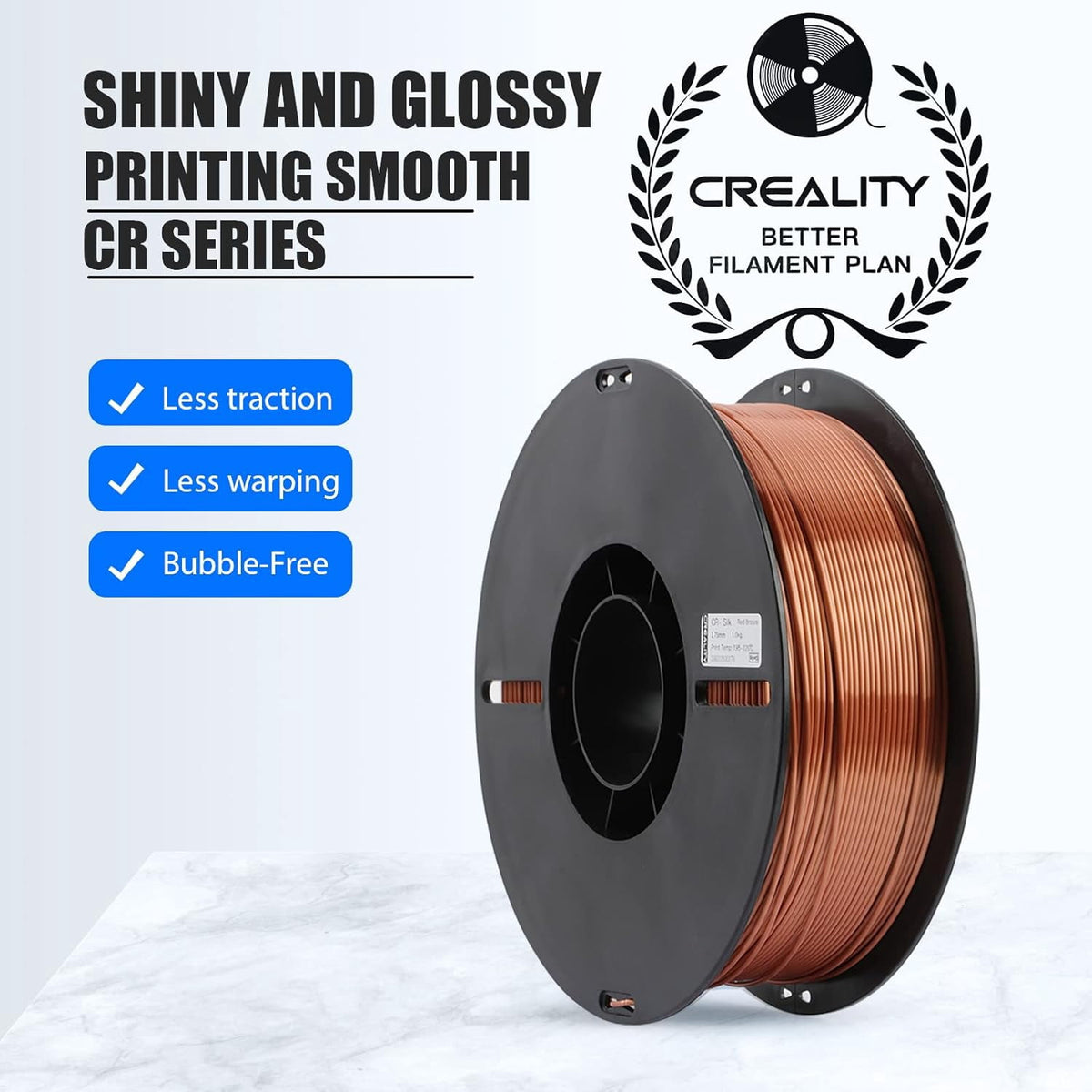 Creality 3D Printing Silk PLA Filament 3D Printer Gold Silver Shiny Filaments 1.75mm Neatly Wound Dimensional Accuracy +/- 0.03 mm Silk Smooth Printing 2.2lbs for Most 3D Printers