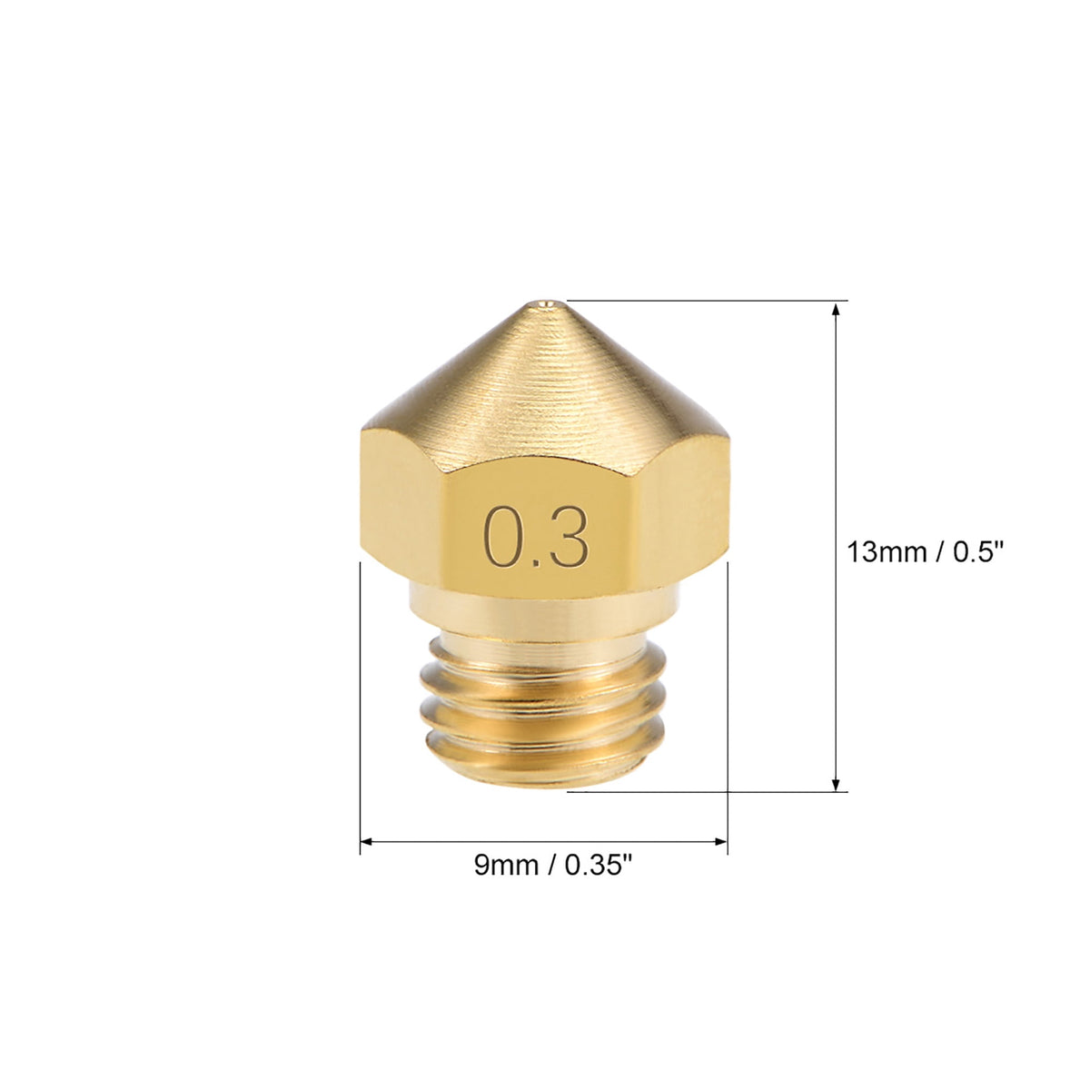 0.3mm 3D Printer Nozzle Head M7 Thread Replacement for MK10 1.75mm Extruder Print Brass 5pcs