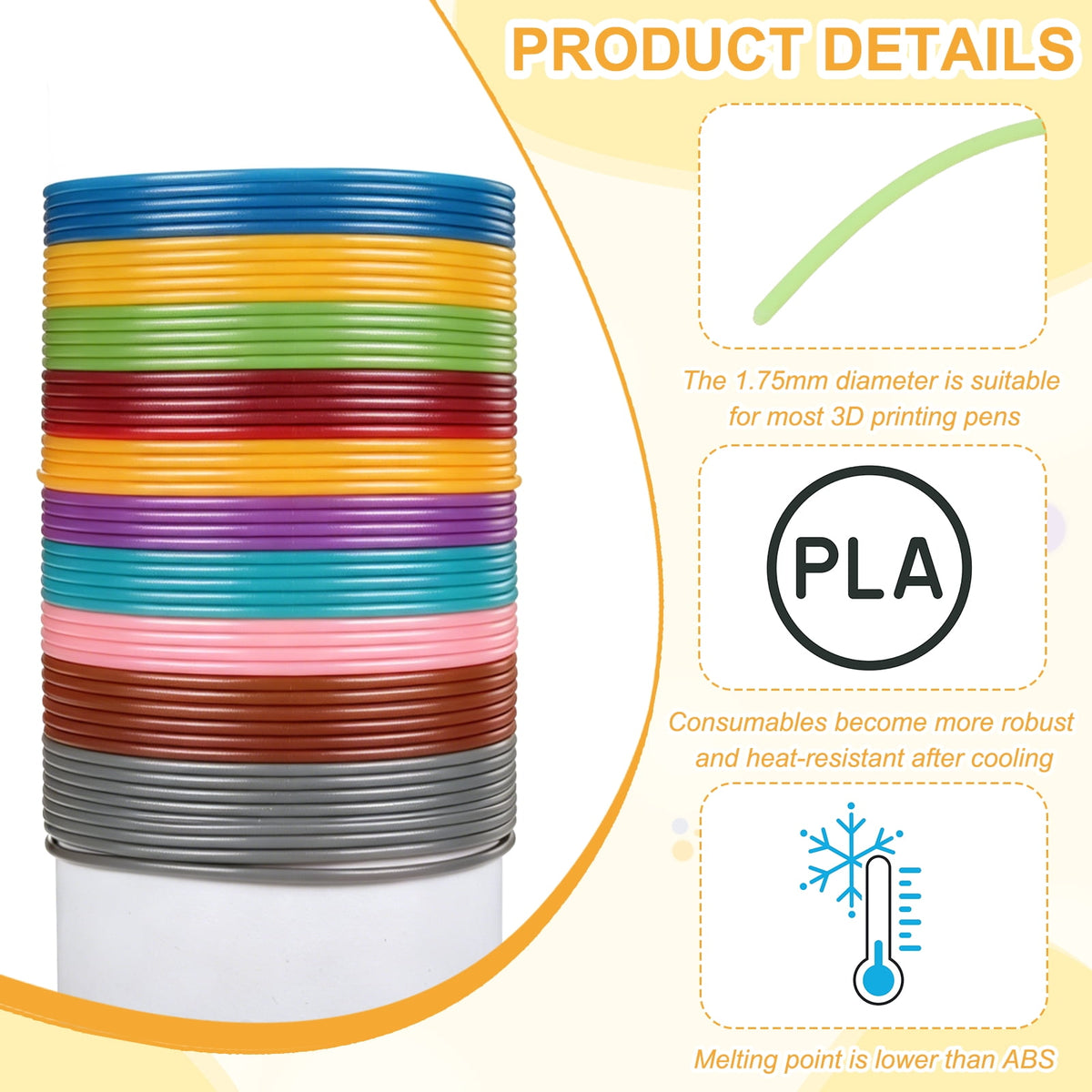 Uxcell 3D Pen Filament 3Pcs 1.75mm Total Length 196.8 Feet Light Green PLA, 3D Pen Filament Refills Low Warping, for Creating Pictures Printed Model Printing Pen