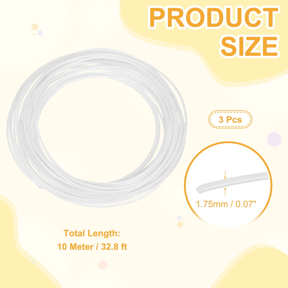 Uxcell 3D Pen Filament 3Pcs 1.75mm Total Length 196.8 Feet White PLA, 3D Pen Filament Refills Low Warping, for Creating Pictures Printed Model Printing Pen