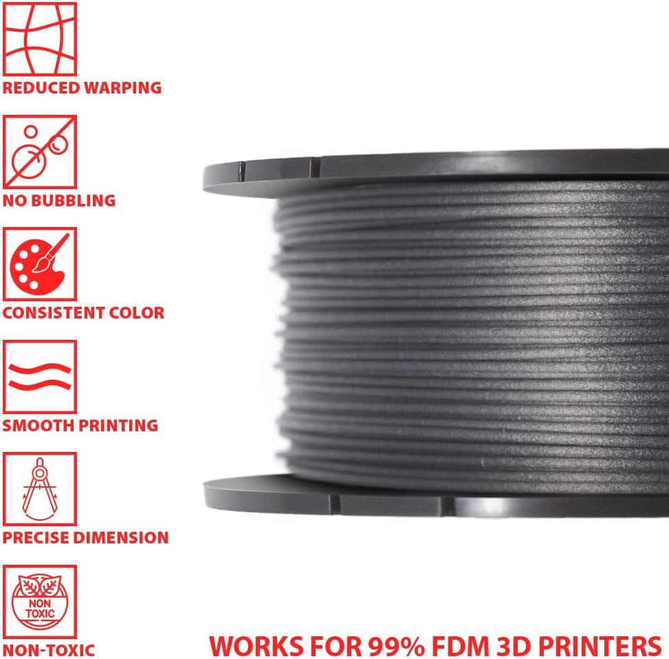 XYZPrinting ABS 3D Printer Filament, No NFC, Dimensional Accuracy +/- 0.02 mm, 1kg Spool, 1.75 mm, BLACKN 1KG Black
