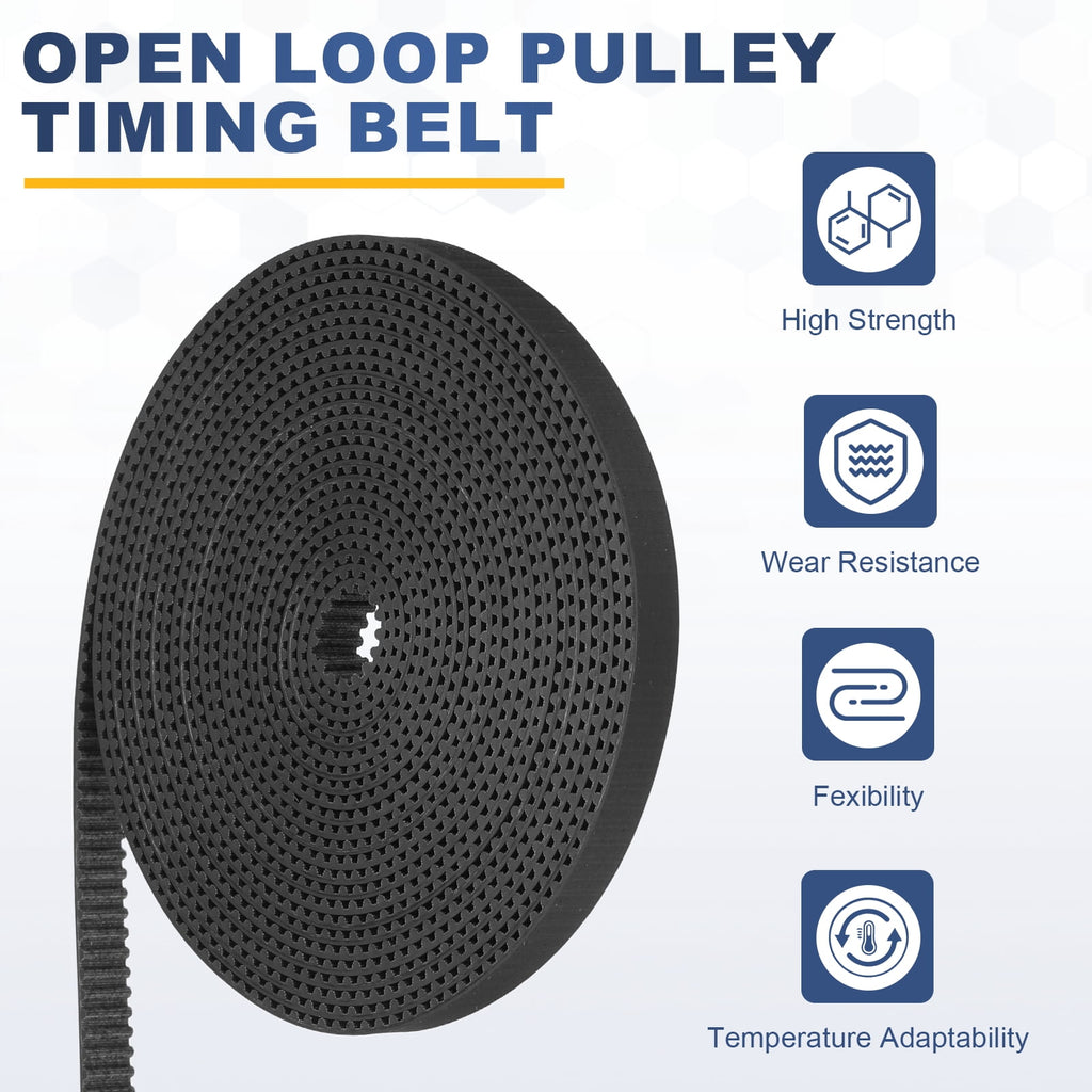 Uxcell Dustproof Rubber 2GT Timing Belt 6x2000mm 2mm Pitch 1.5mm Thick Black Open Loop Pulley Timing Belt for 3D Printer