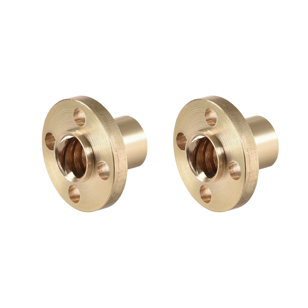 Uxcell 8mm Pitch 2mm Flange Trapezoidal T8 Screw Brass Nut for 3D Printer 2Pcs