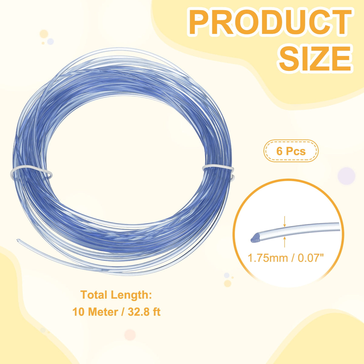 Uxcell 3D Pen Filament 6Pcs 1.75mm Total Length 196.8 Feet Transparent Blue PLA, 3D Pen Filament Refills Low Warping, for Creating Pictures Printed Model Printing Pen