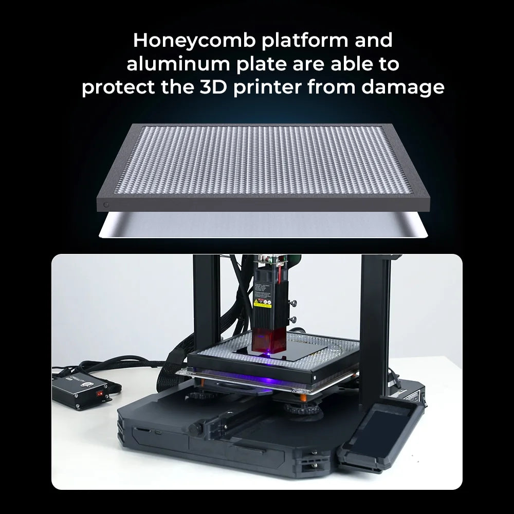 Creality Mini Honeycomb Laser Bed, All Metal Structure Aluminum Plate, Honeycomb Working Table for Better Heat Dissipation, Designed to Protect Your 3D Printers with Laser Module, 235*235*20mm