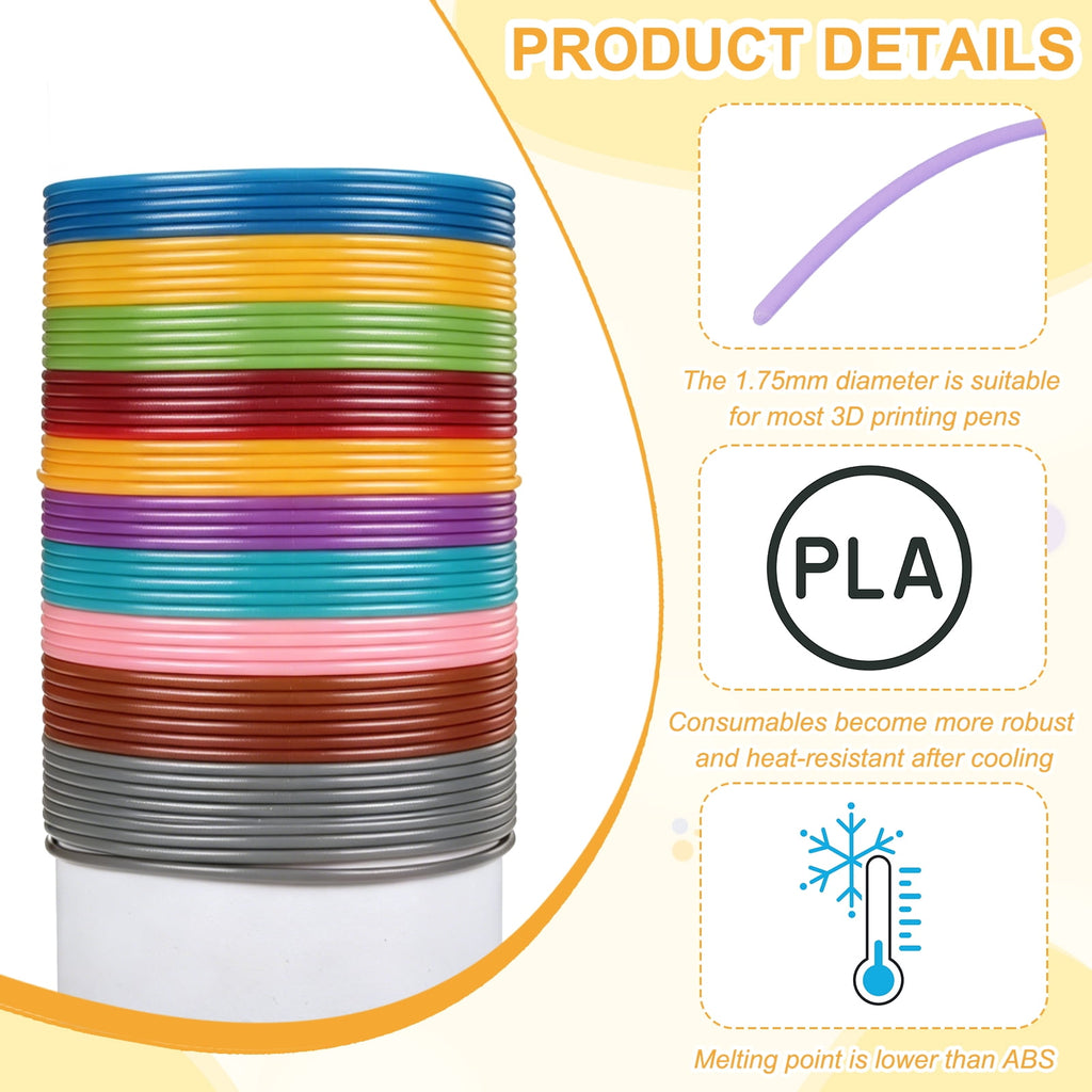 Uxcell 3D Pen Filament 6Pcs 1.75mm Total Length 196.8 Feet Light Purple PLA, 3D Pen Filament Refills Low Warping, for Creating Pictures Printed Model Printing Pen