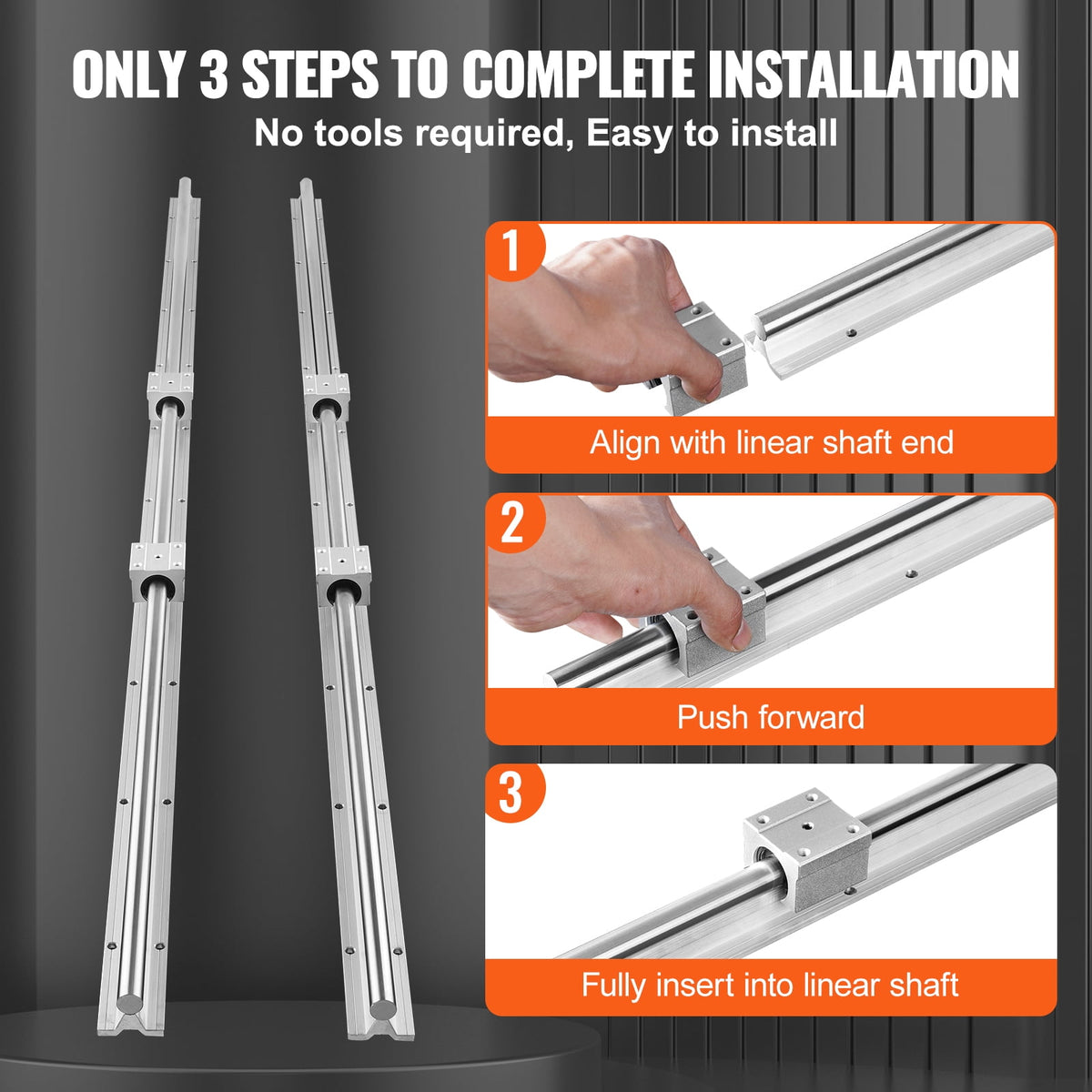 KFFKFF Motion Rail Kit, SBR16 1500mm, Comes with Two 59 in/1500 mm SBR16 Tracks & Four SBR16UU Bearings, Perfect for CNC, Automation Tasks, & Personal Projects
