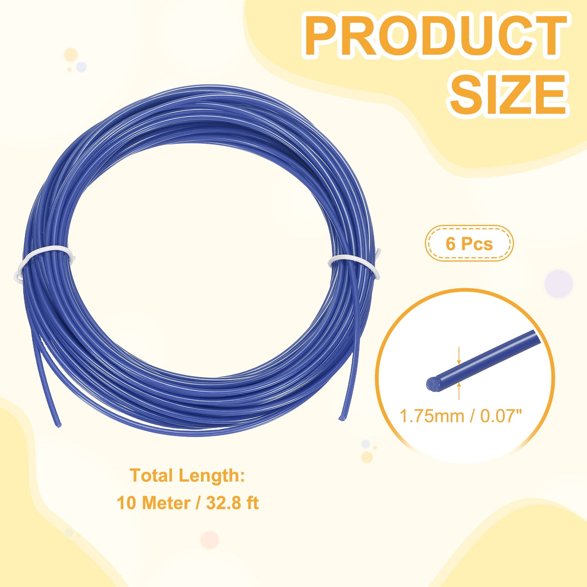 Uxcell 3D Pen Filament 6Pcs 1.75mm Total Length 196.8 Feet Dark Blue PLA, 3D Pen Filament Refills Low Warping, for Creating Pictures Printed Model Printing Pen