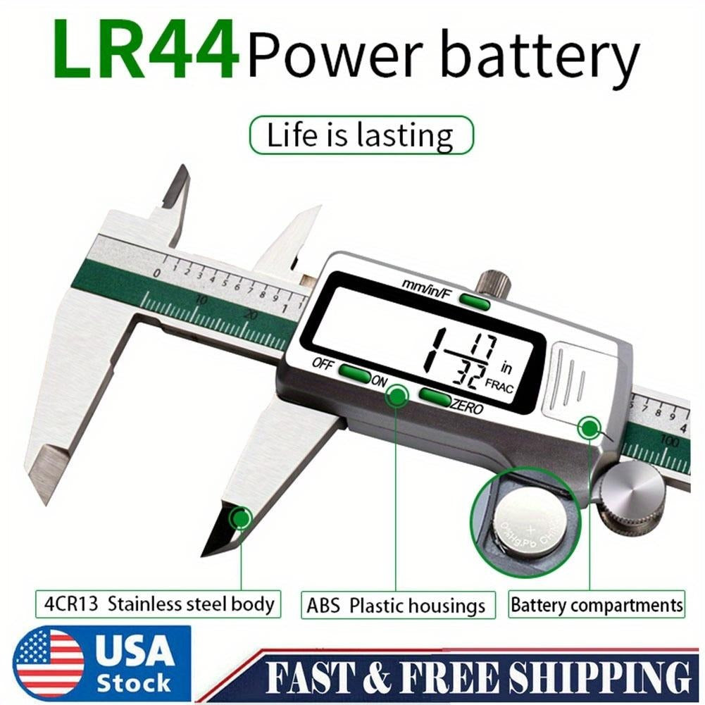 Green Stainless Steel Digital Caliper, 6-Inch Vernier Caliper with LCD Display & Auto-Off for Precision Measurement