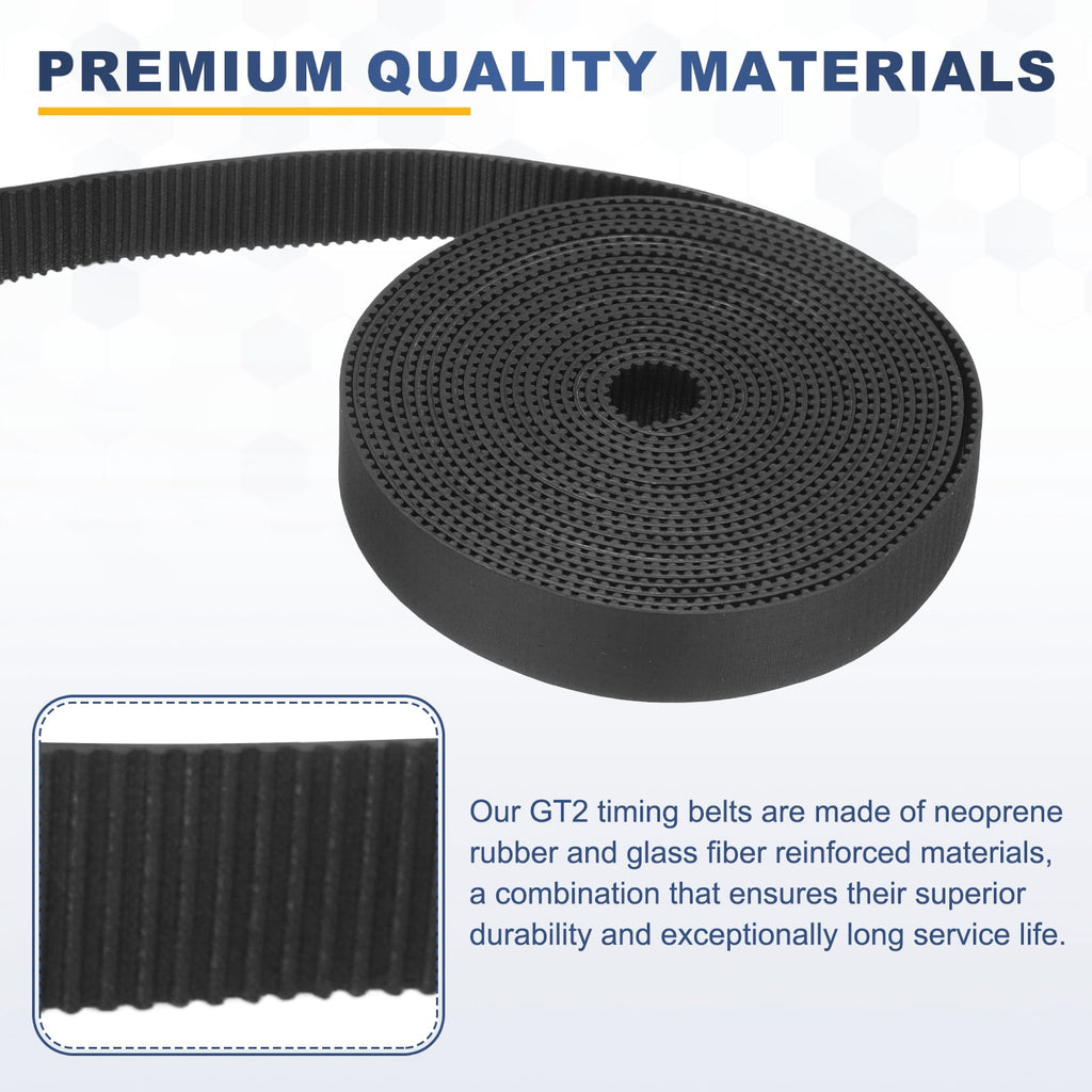 Uxcell Rubber 2GT Timing Belt 15x2000mm 2mm Pitch 1.5mm Thick Black Open Loop Pulley Timing Belt for 3D Printer