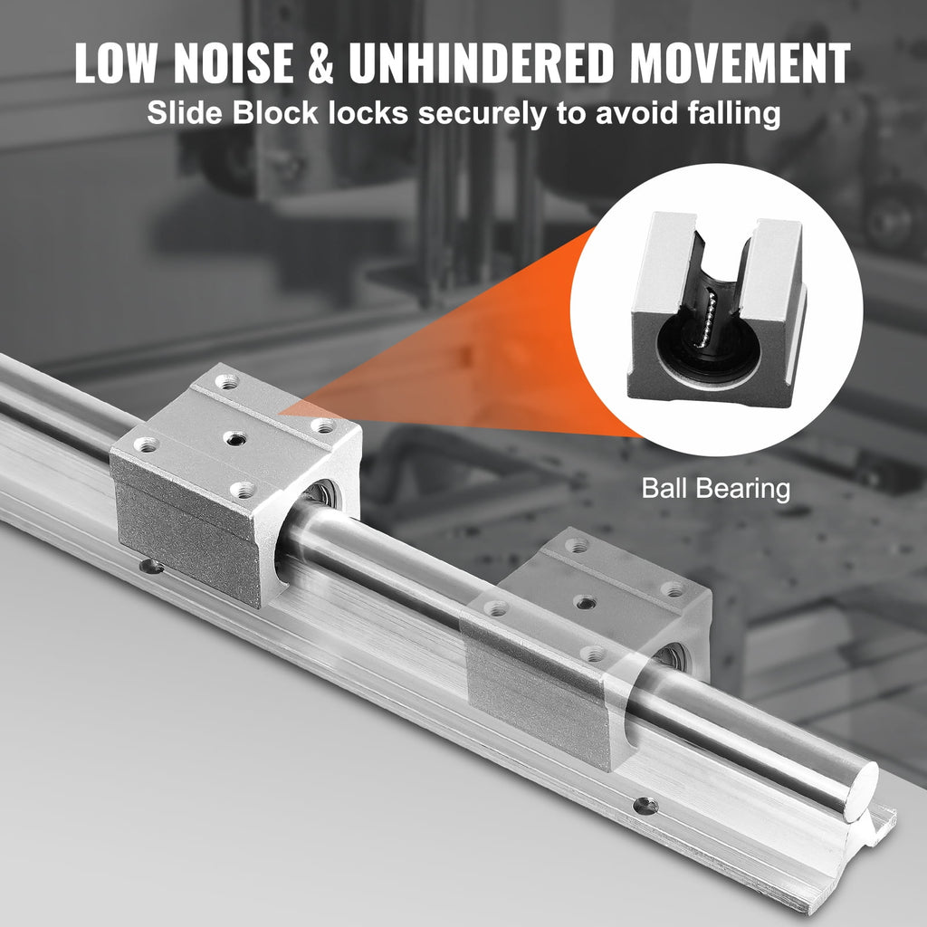 KFFKFF Linear Rail Kit, SBR20 800mm, Includes 2 PCS 31.5 in SBR20 Rails & 4 PCS SBR20UU Blocks, Suitable for CNC Machines, Automation Systems, and DIY Projects