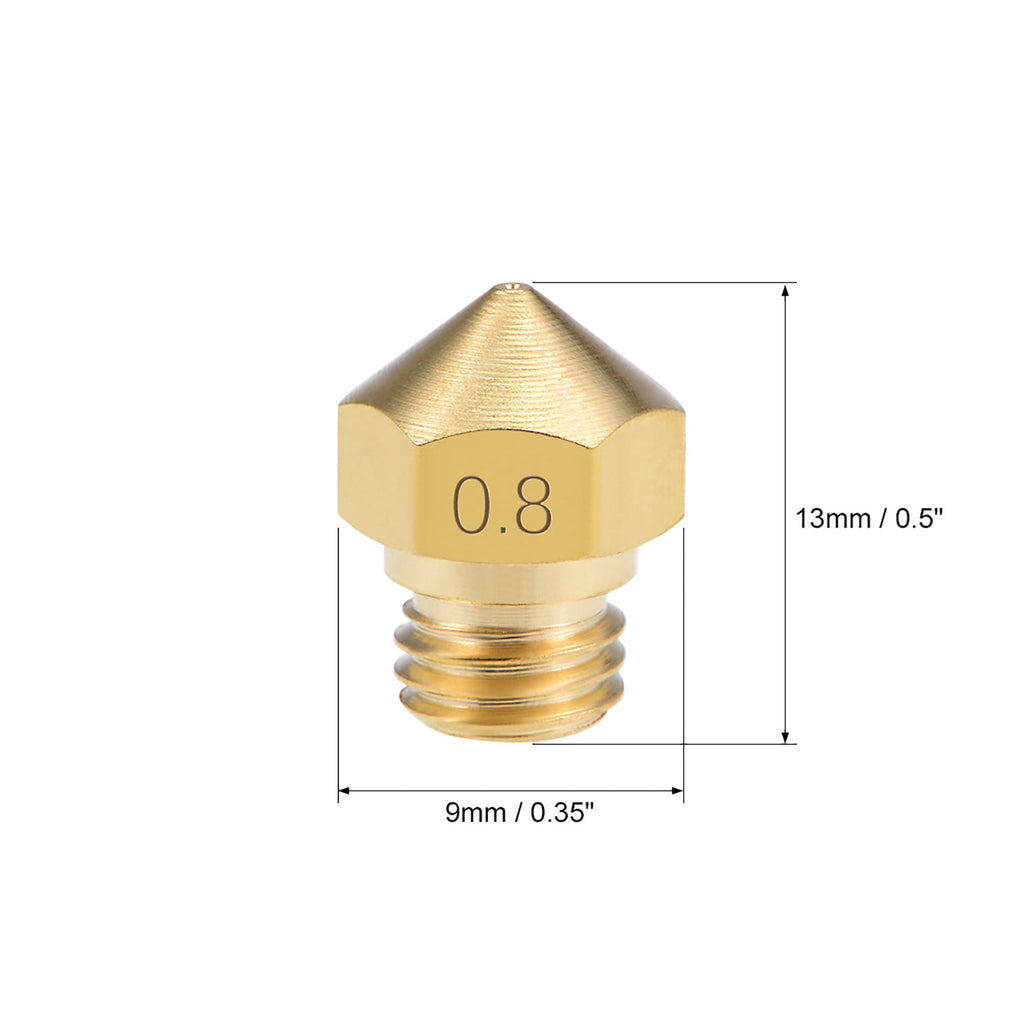 0.4mm 3D Printer Nozzle Head M7 Thread Replacement for MK10 1.75mm Extruder Print Brass 5pcs