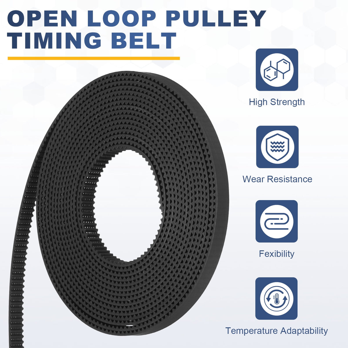 Uxcell Polyurethane PU Steel Cord 2GT Timing Belt 6x2000mm2mm Pitch 1.5mm Thick Black Open Loop Pulley Timing Belt for 3D Printer