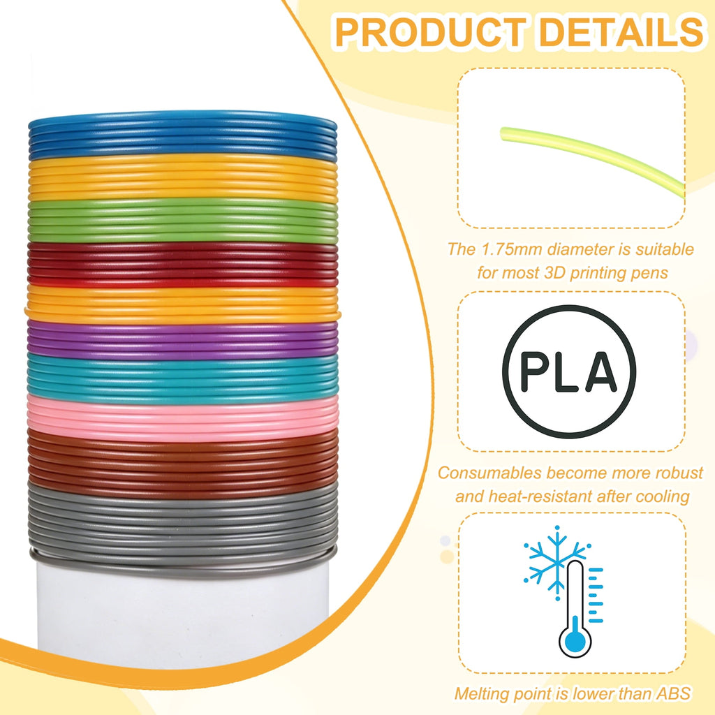 Uxcell 3D Pen Filament 3Pcs 1.75mm Total Length 196.8 Feet Transparent Lemon PLA, 3D Pen Filament Refills Low Warping, for Creating Pictures Printed Model Printing Pen