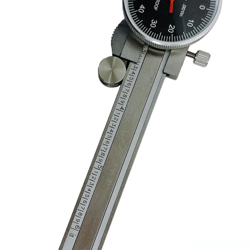 0-6" Stainless Steel Shock Proof Dial Caliper .001" Graduation Black Face